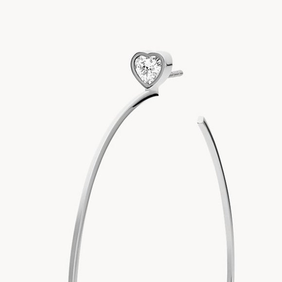 Michael Kors Stainless Steel Hoop Earring Silver-tone Heart Stud Crystal - Picture 4 of 5